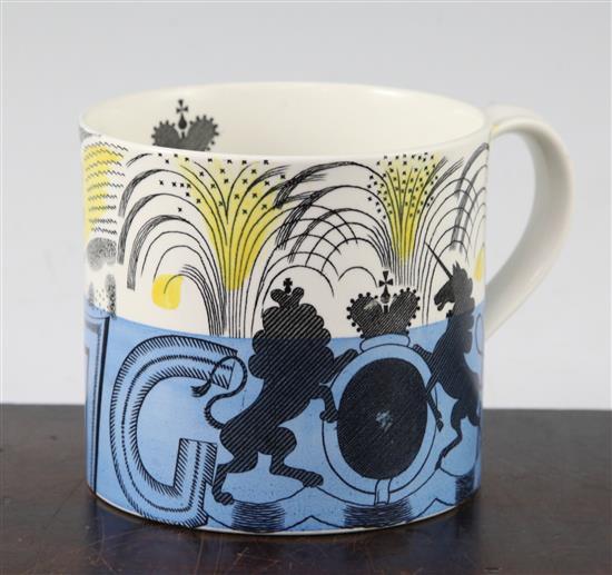 Eric Ravilious for Wedgwood. A 1937 George VI coronation mug, 10cm